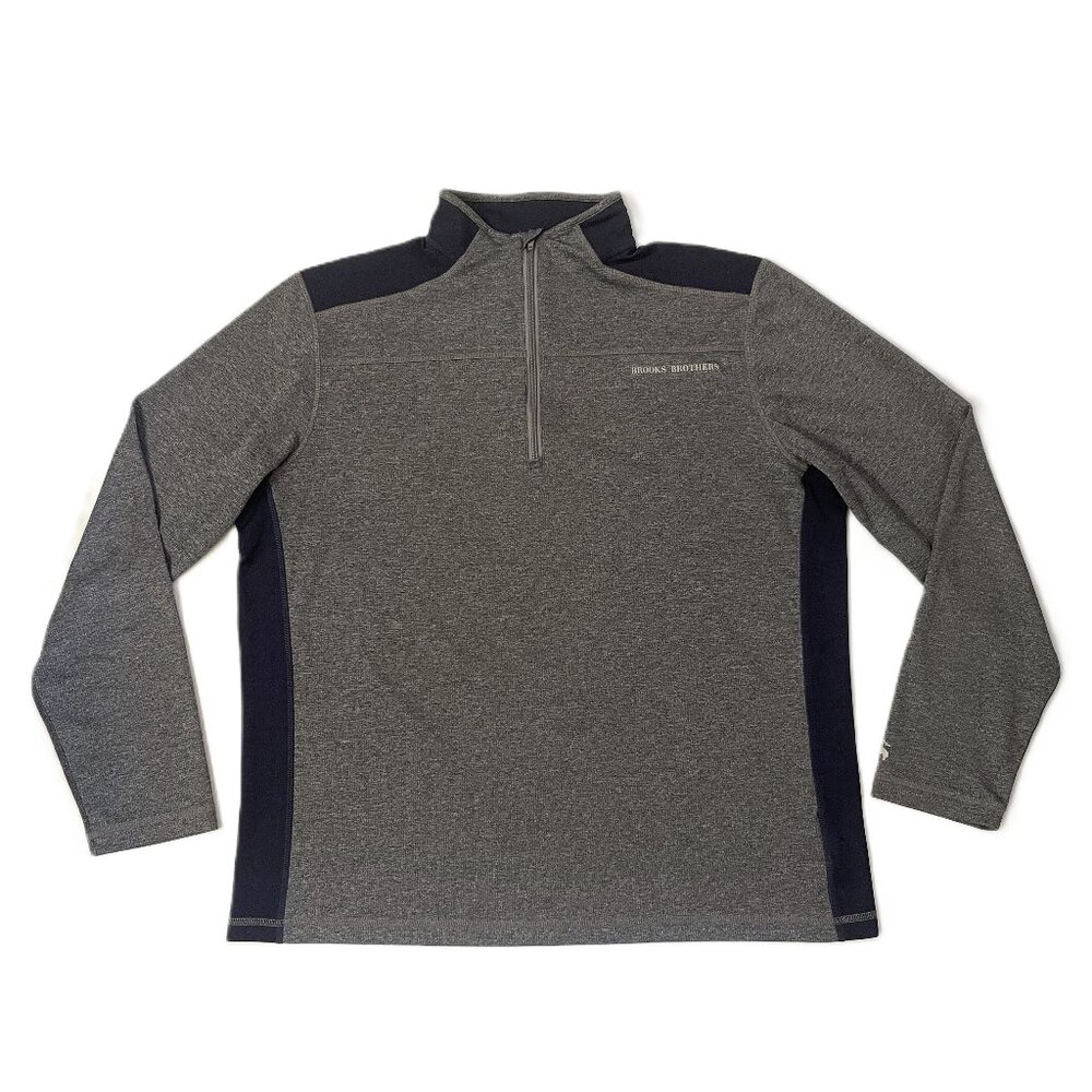 Brooks Brothers Performance Shirt 1/4 Zip Pullover Mens XXL Gray Navy Golf